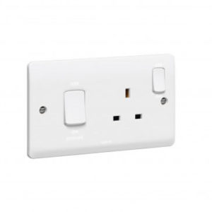 Cooker control unit Synergy - Double pole switch + Double pole socket + indicator - white