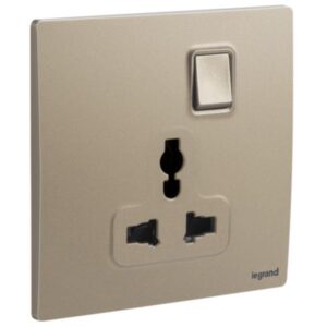 Legrand Mallia Senses - 1 gang Multistandard switched socket outlet - Dark Bronze (281120)