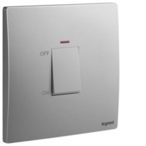 Legrand Mallia Senses - 1 gang 1 way 45A double pole switch with red indicateur HK - Dark Silver (281070DS)
