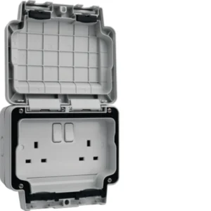 Hager IP66 Twin 13A Double Pole Switched Socket (WXPSS82)