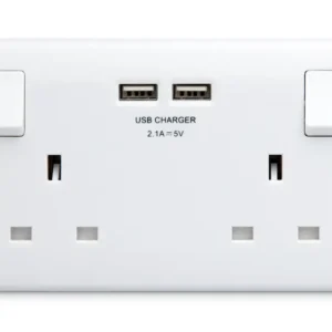 BG BG 13A Switched Double Socket with 2x USB Charger (2.1A Output)